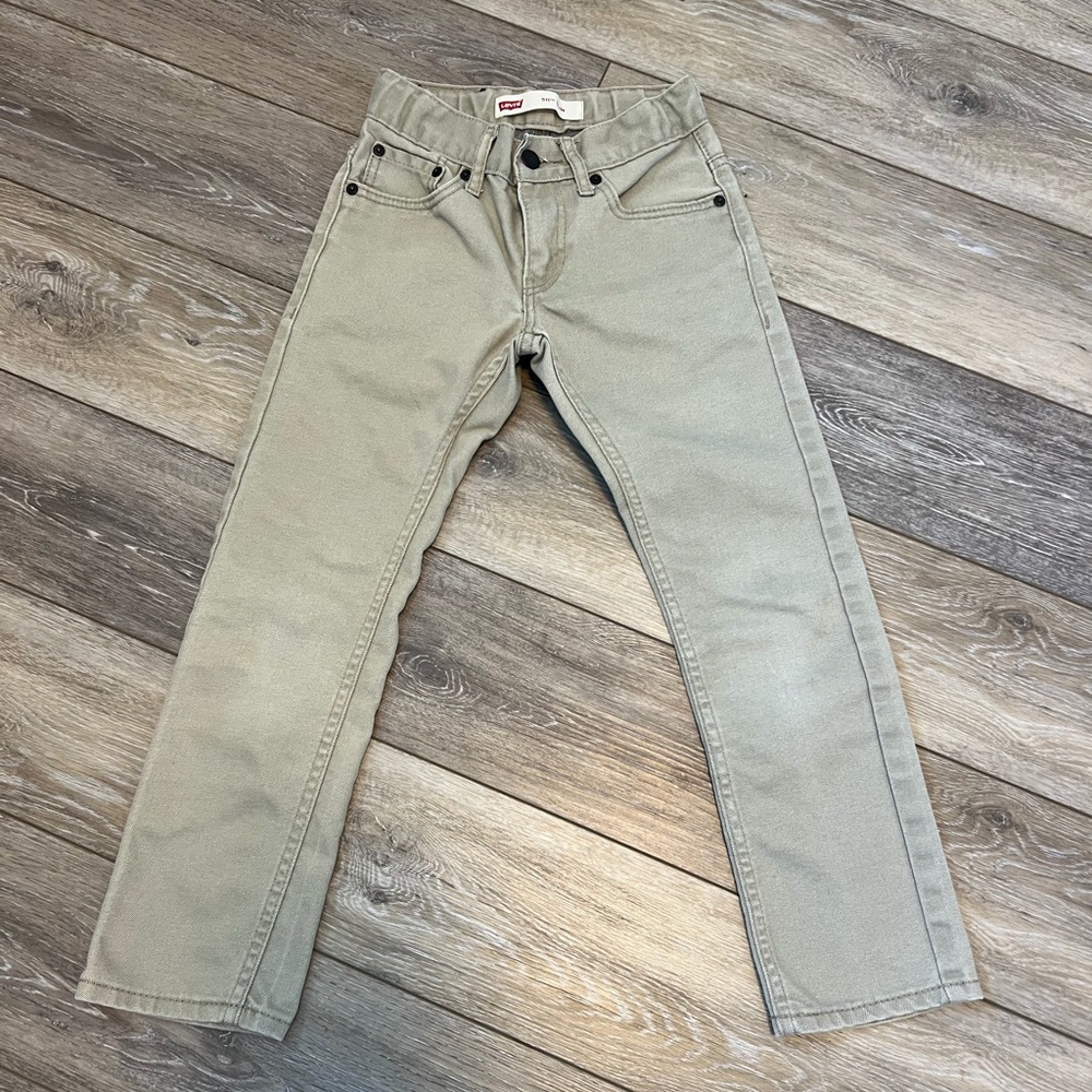 Levis 511 Slim Fit Boys Khaki Pants Size 8 Regular With Adjustable Waist